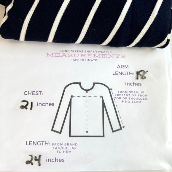 Talbots Pullover Sweater Size M V Neck Striped Viscose Nylon Classic Blue - Picture 5 of 5